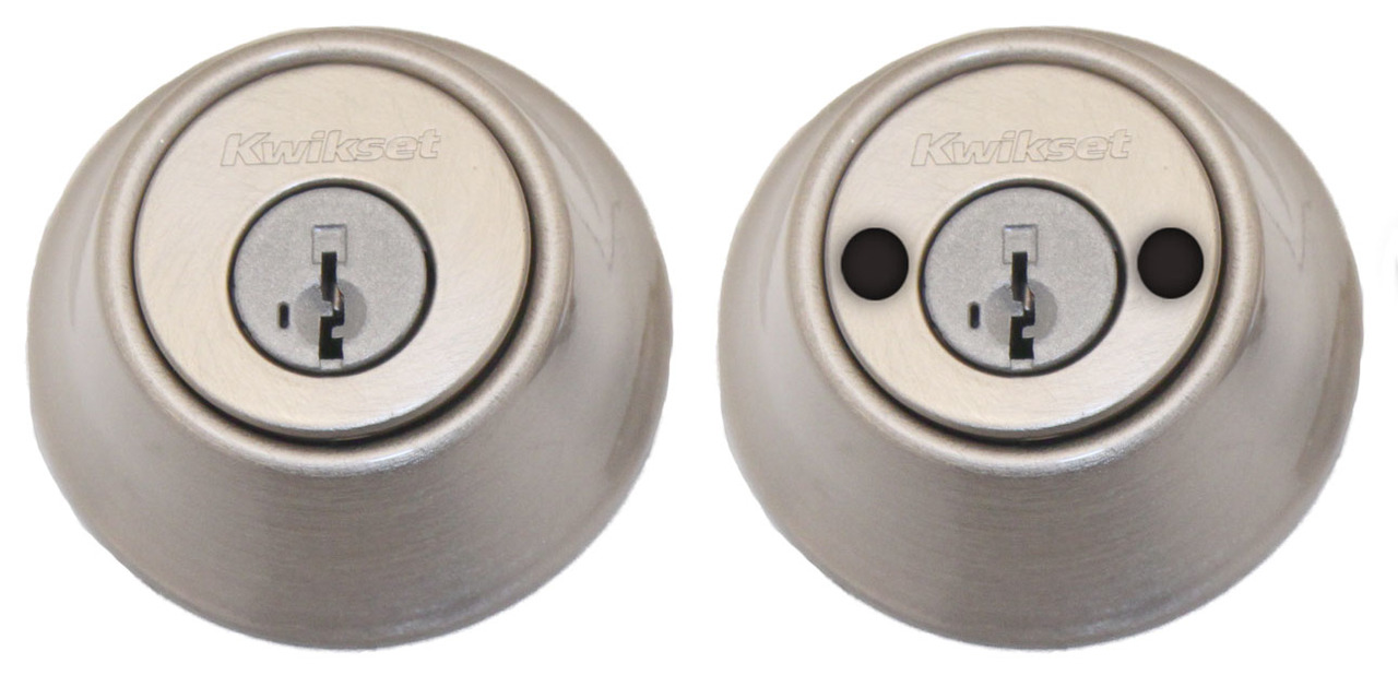 Kwikset 667 Series Deadbolt Satin Nickel, Blank Plate on Exterior