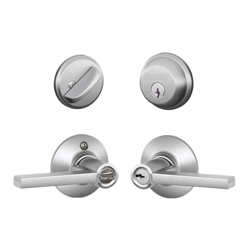 Schlage Latitude Satin Chrome Keyed Entry Lever, F51ALAT 626