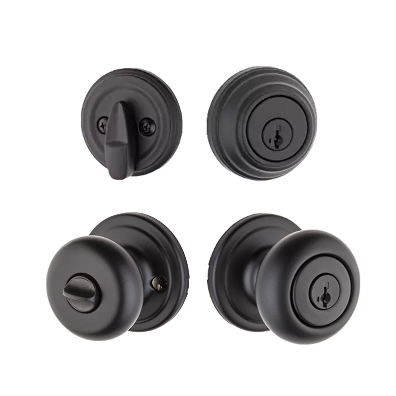 Kwikset Hancock Knob and Deadbolt Combo in Iron Black