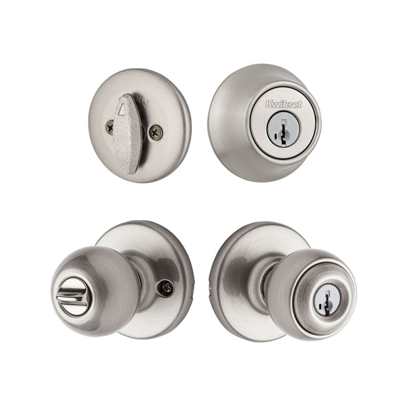 Kwikset / Polo 400 Knob and 660 Single Cylinder SmartKey Deadbolt Combo  Pack / Satin Nickel / 690P 15 SMT