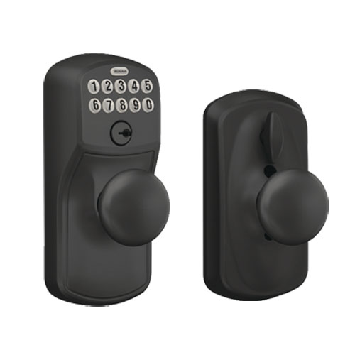 Schlage Custom FC21 PLY 622 COL Plymouth Knob with Collins Trim Hall-Closet  and Bed-Bath Lock, Matte Black