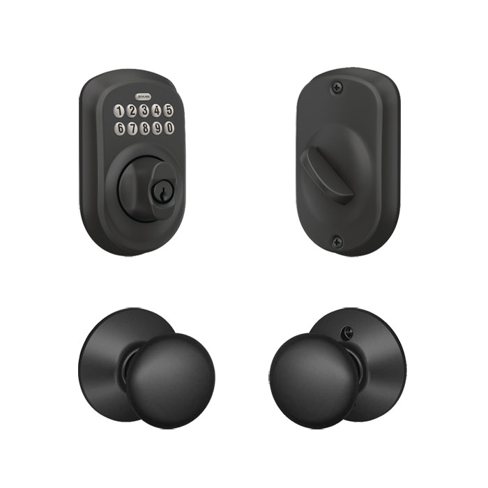 Schlage Plymouth Matte Black Passage Knob, F10PLY 622