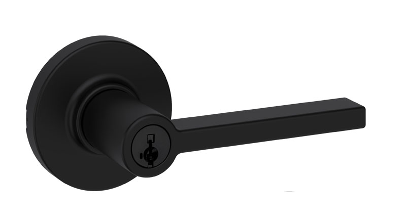 Kwikset Casey Lever with Round Rose Passage Matte Black, 200CSL