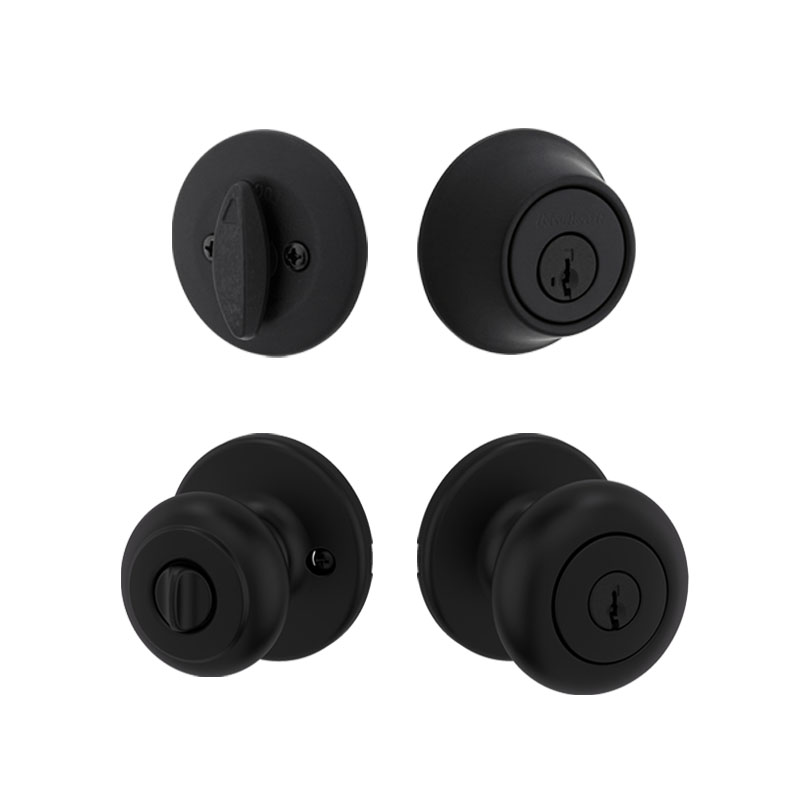 Kwikset / Cove 400 Knob and 660 Single Cylinder SmartKey Deadbolt Combo  Pack / Matte Black / 690CV 514 SMT