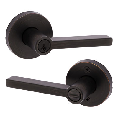 Kwikset Halifax Lever with Round Rose Keyed Entry - SmartKey