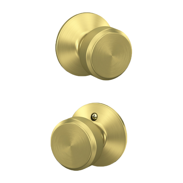 Schlage Bowery Satin Brass F51A Keyed Entry Knob with B60 Deadbolt