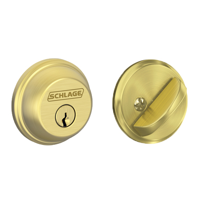 Schlage F40BWE608CEN Satin Brass Bowery Privacy Knob Set with Decorative  Century Trim 