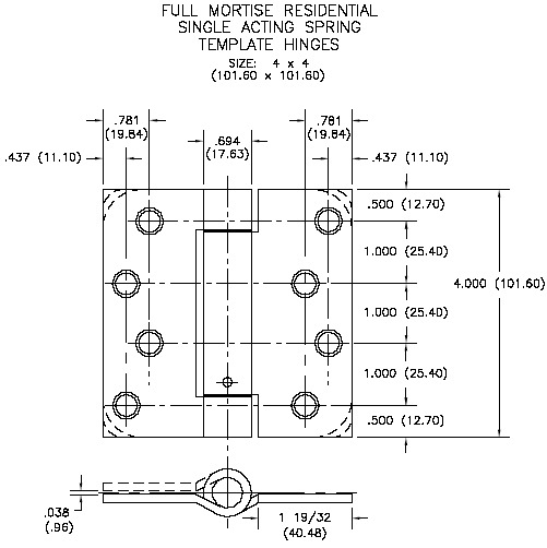 Hager 4 x 4 Spring Hinge Dimensions