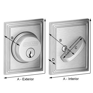 B60 Deadbolt Dimensions