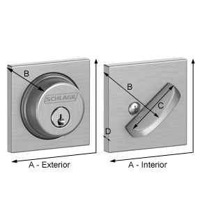 B60 Deadbolt Dimensions