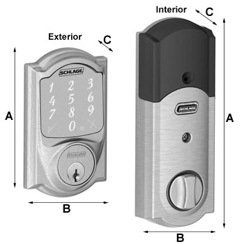 Camelot Sense Touchscreen Deadbolt Dimensions