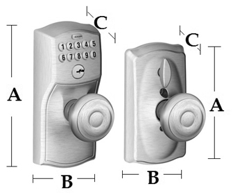 Camelot Keypad Entry with Flex-Lock Dimensions