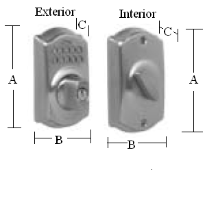 Camelot Keypad Deadbolt Dimensions