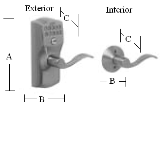 Camelot Keypad Entry with Auto-Lock Dimensions