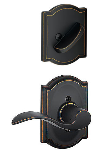Aged Bronze Schlage Lock Company F59ACC716WKFLH Accent Left Handed Interior Pack Lever Set with Single Cy Aged Bronze Schlage Lock Company F59ACC716WKFLH Accent Left Handed Interior Pack Lever Set with Single Cy