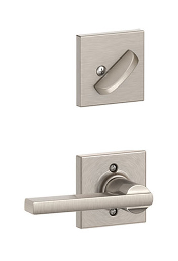 Schlage / F Series Dummy Cylinder Interior Trim Pack / Latitude Lever with  Century Rose / Satin Brass / Dummy Cylinder / F94LAT608CEN