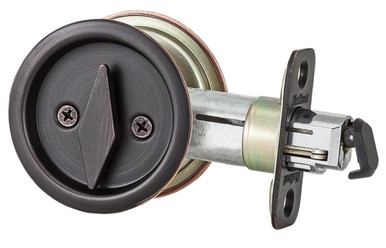 Kwikset Round Satin Nickel Bed/Bath Pocket Door Lock 335 15 RND PCKT DR LCK  - The Home Depot