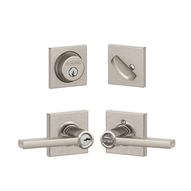 Schlage F Series Latitude-Collins Satin Nickel No Deadbolt