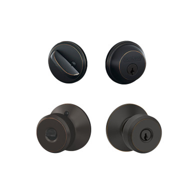 Schlage Bowery Satin Brass F51A Keyed Entry Knob with B60 Deadbolt Combo  Pack, FB50NVBWE608