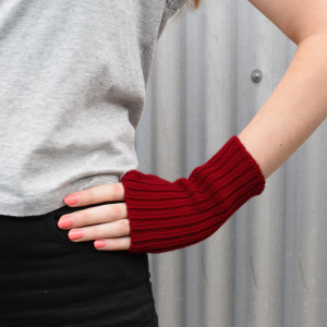 Red Wool Wrist Warmers