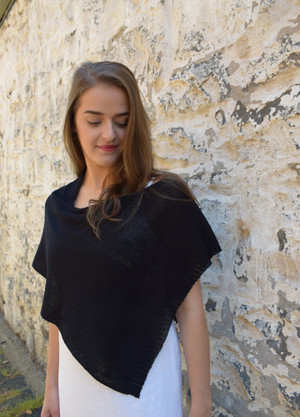 Petite poncho, black - worn with seam at shoulder