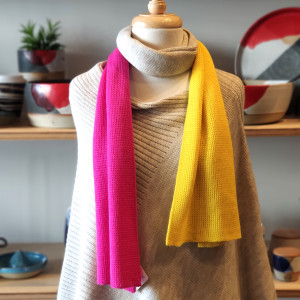 Hot Pink & Yellow Block Colour Scarf