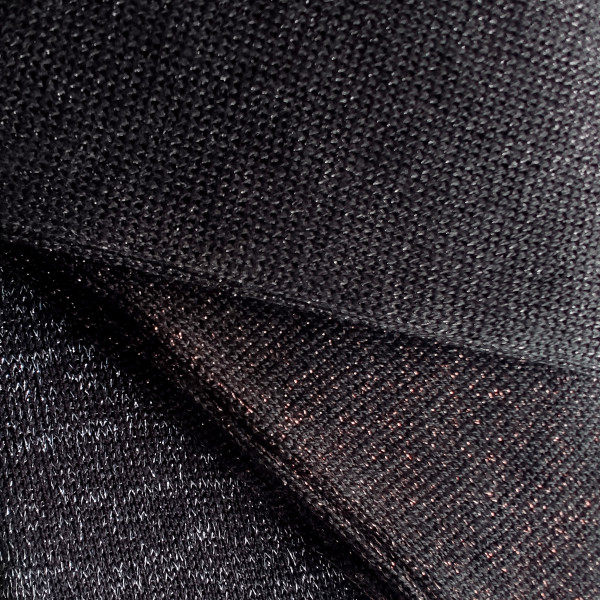 Black with black lurex, bronze lurex, silver lurex