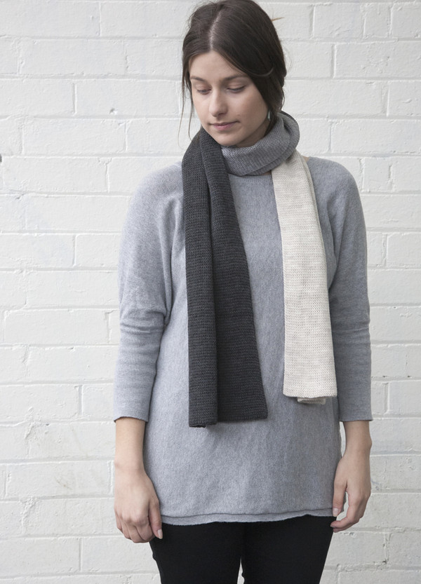 Grey Merino Wool Tri Colour Scarf