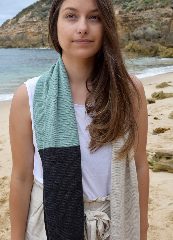 Sage green Merino Wool Tri Colour Scarf