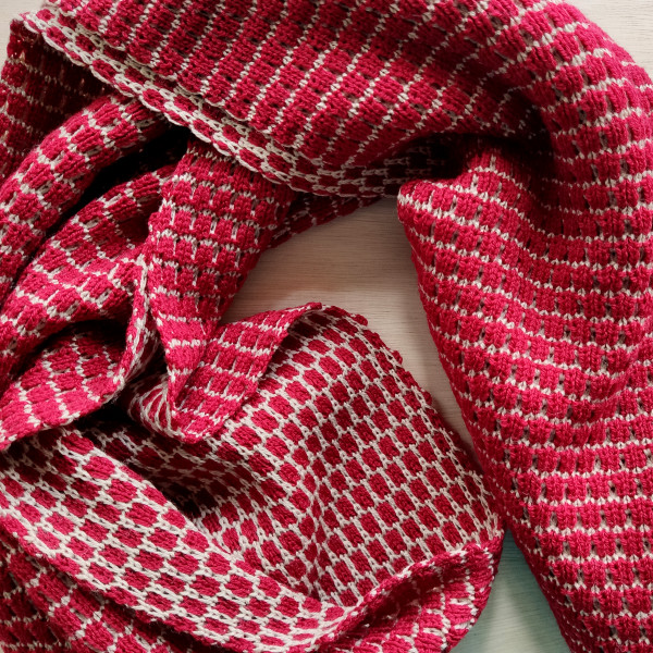 Red Patterned Merino Wool Scarf