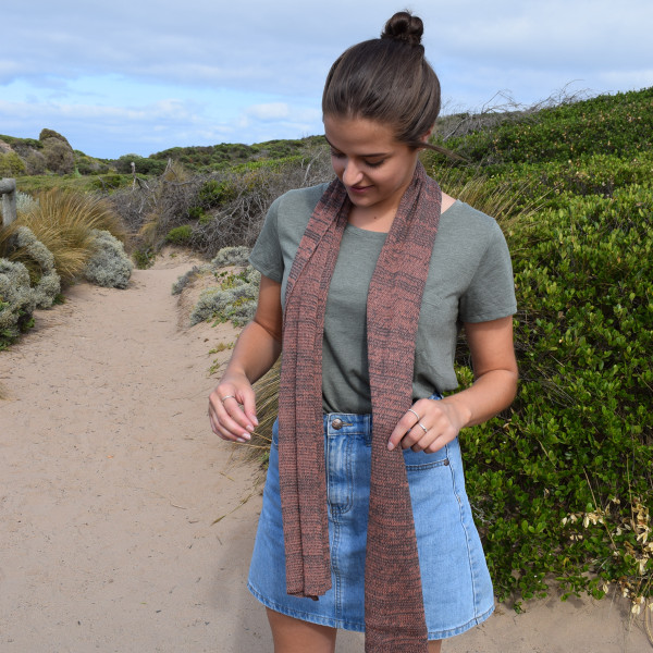 Cotton scarf in salmon/grey mix