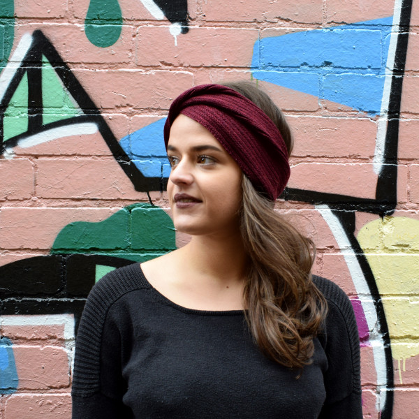 Wool headband in wine