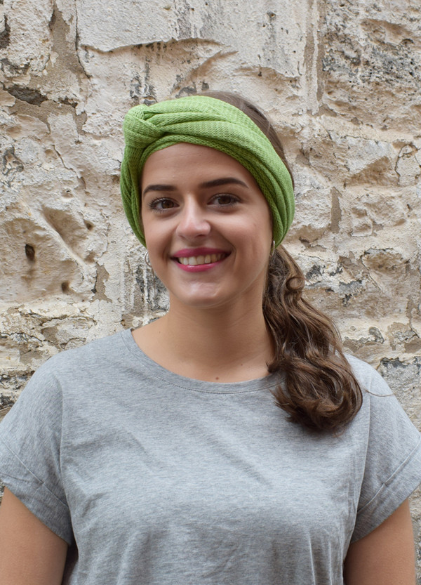 green, worn as headscarf