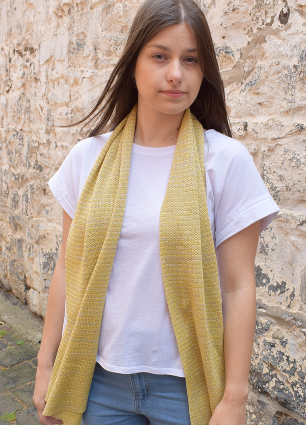 mustard stripe cotton scarf