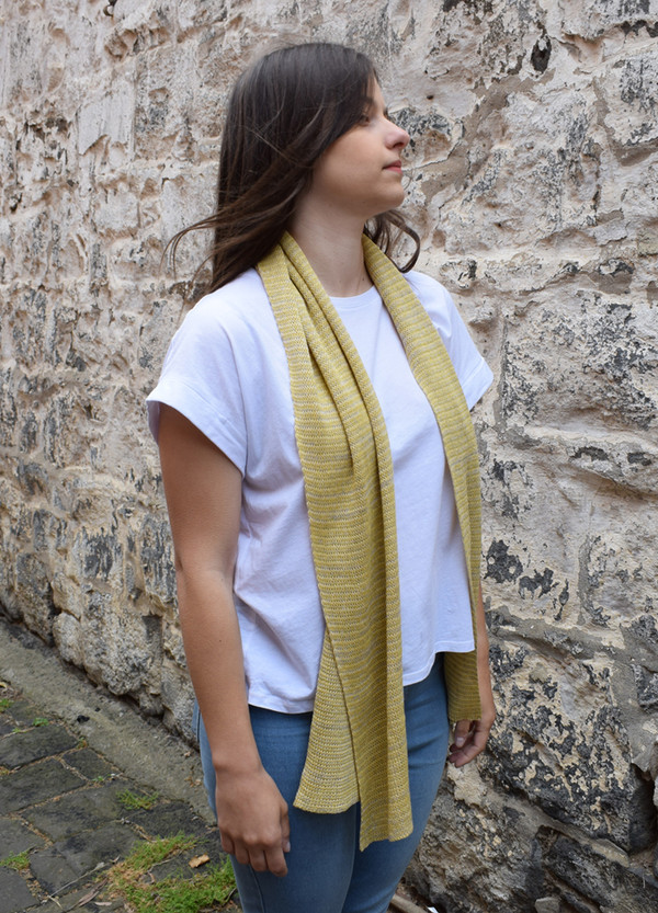 mustard stripe cotton scarf