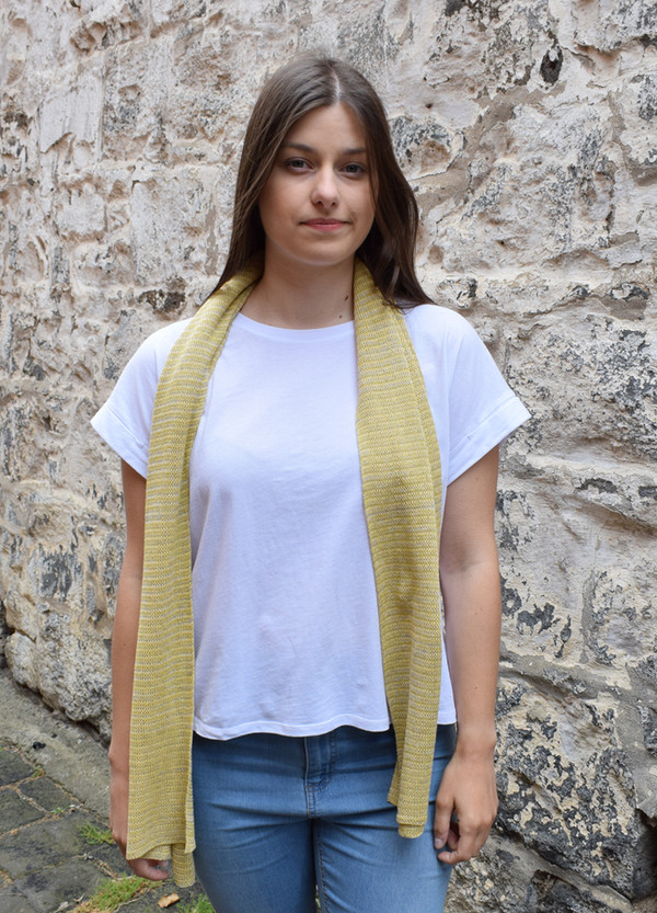 mustard stripe cotton scarf