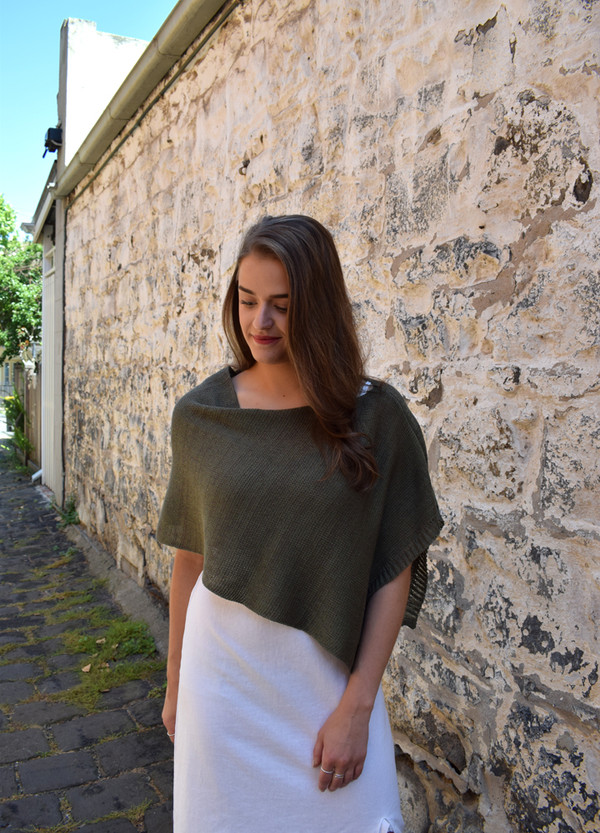 Petite Poncho - Cotton - Khaki
