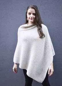 Textured Wool Poncho in Linen