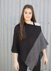 Merino Wool Poncho - Charcoal/Dark Grey