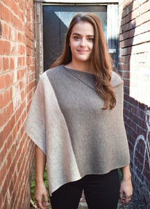 Merino Wool Poncho - Mocha/Linen