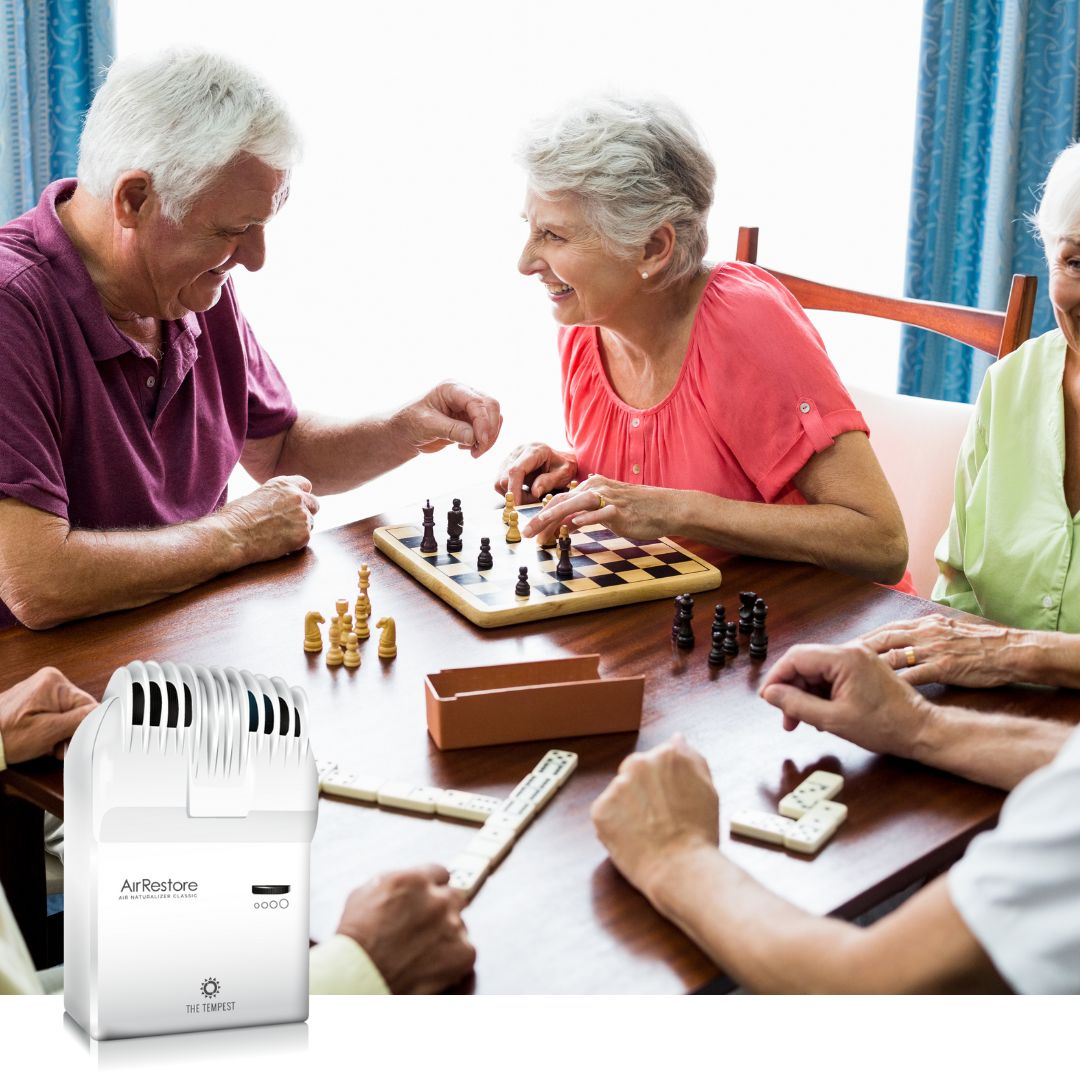 seniors playing chess and dominos - air purifier, naturalizer, AirRestore