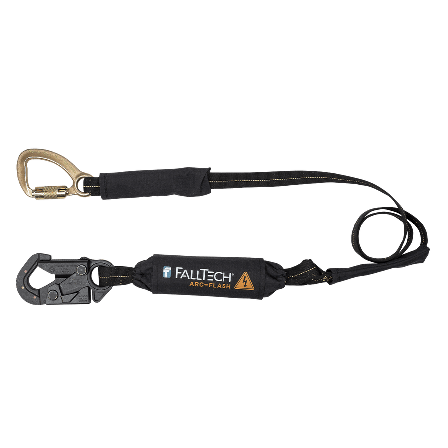 6' Arc Flash Energy Absorbing Lanyard, Single-leg with Dielectric Snap Hook and Steel 5k Carabiner