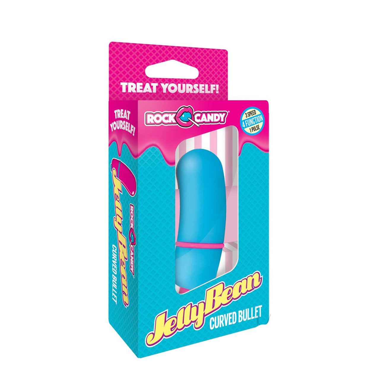 Buy The Jellybean 4 Function Curved Bullet Vibrator In Blue And Pink Rock Candy Sex Toys