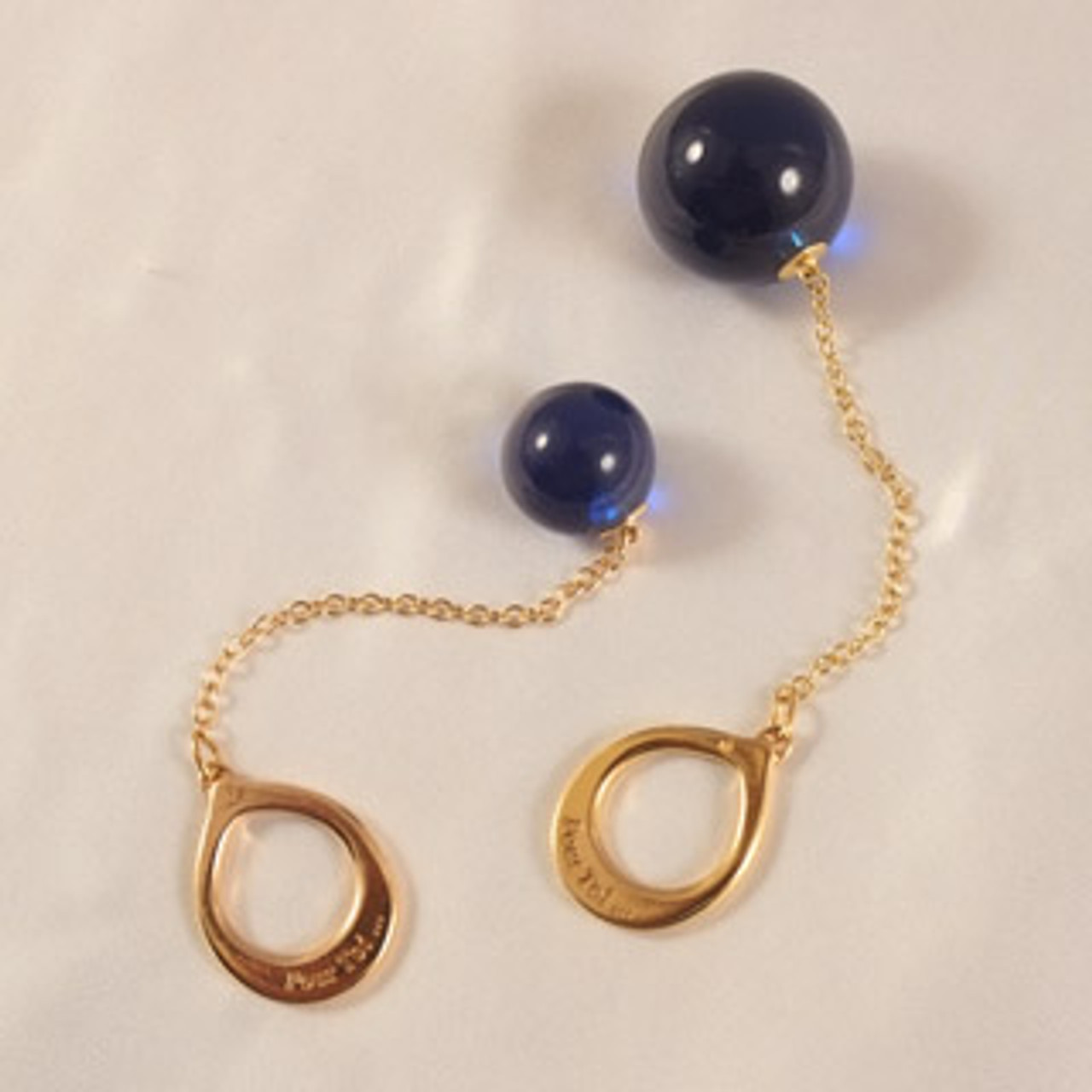 Sylvie Monthule Unisex Gold Ring And Chain With 24mm Insertable Blue