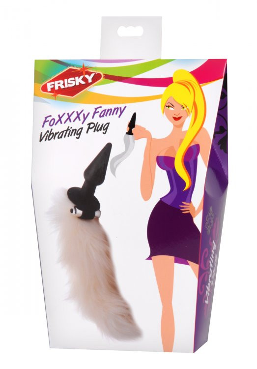 Frisky Foxxxy Fanny Vibrating White Tail Anal Plug - Dallas Novelty