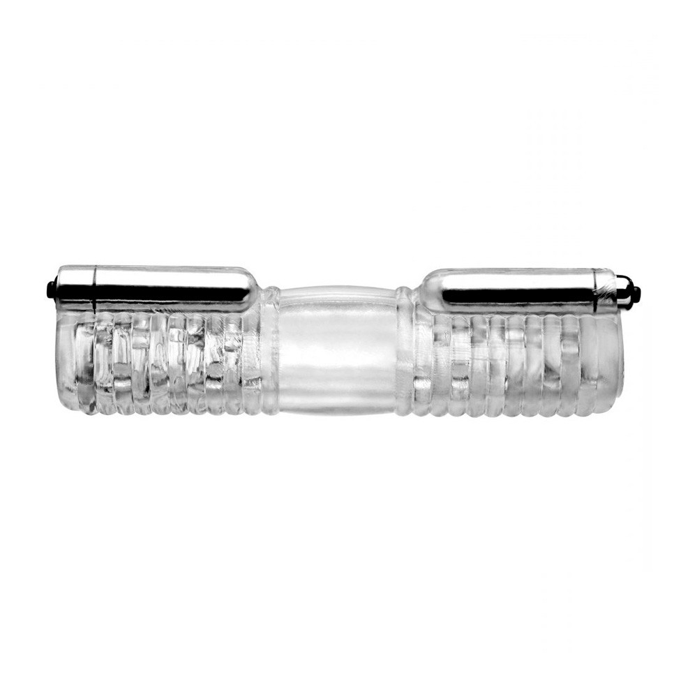 Buy the Head to Head Vibrating Clear Dual Masturbator Sleeve Cock Docking  stroker - XR Brands Tom