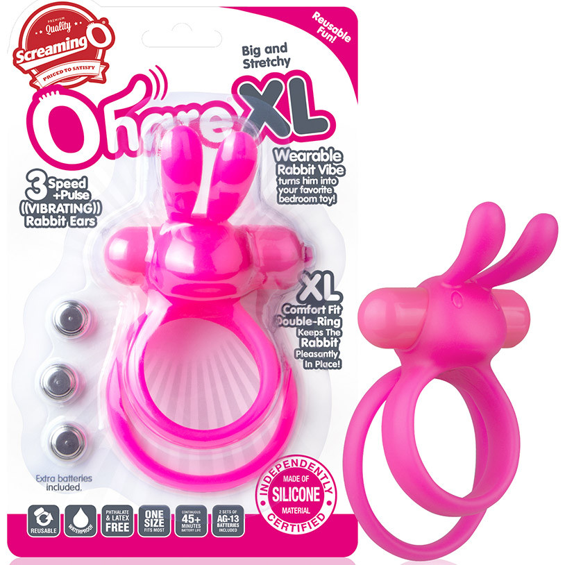 Buy the OHare XL 4-FUNction Vibrating Silicone Rabbit Double Love Ring in  Pink