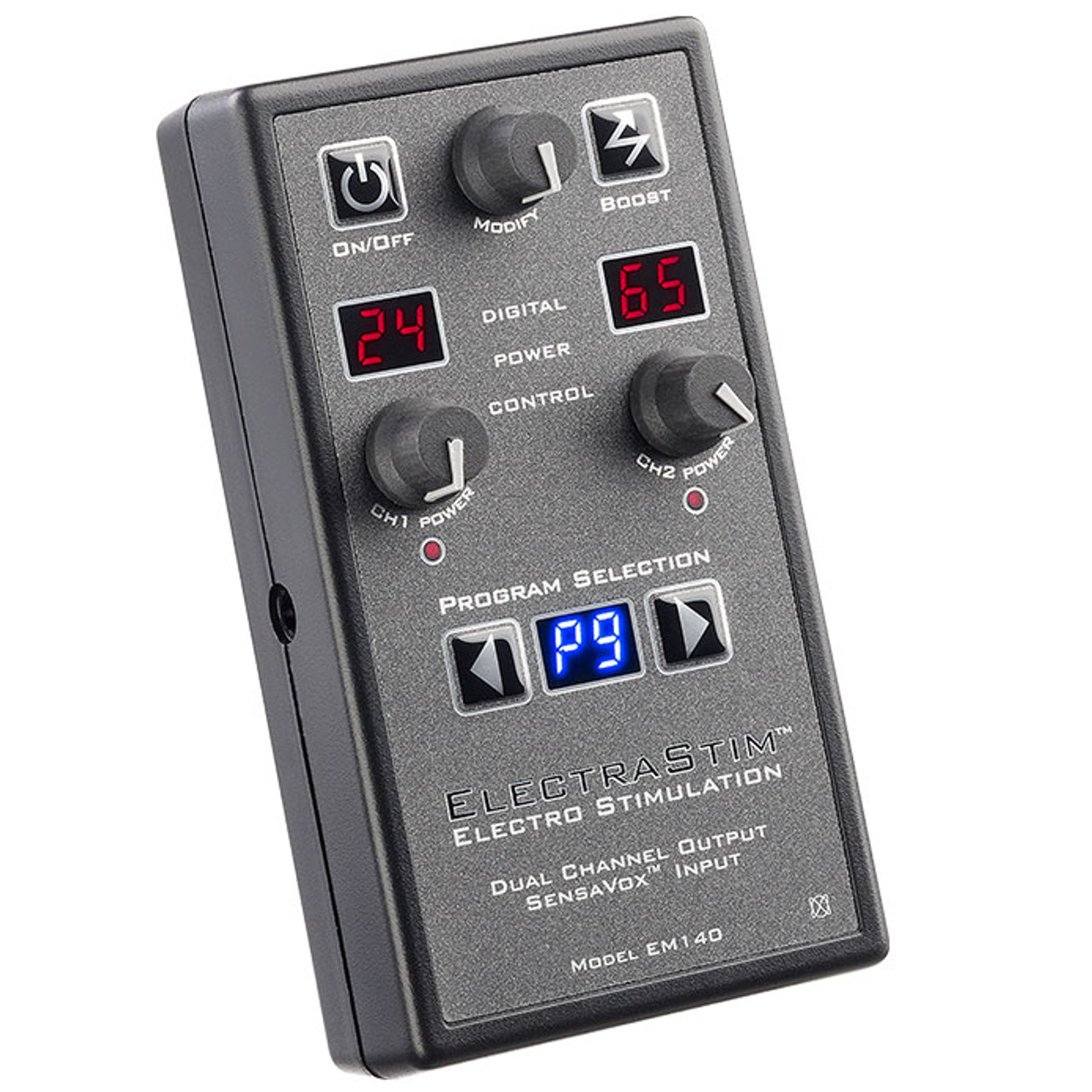 Buy the SensaVox EM140 Dual Channel with Audio Input Electro Stimulator Electrosex Power Box