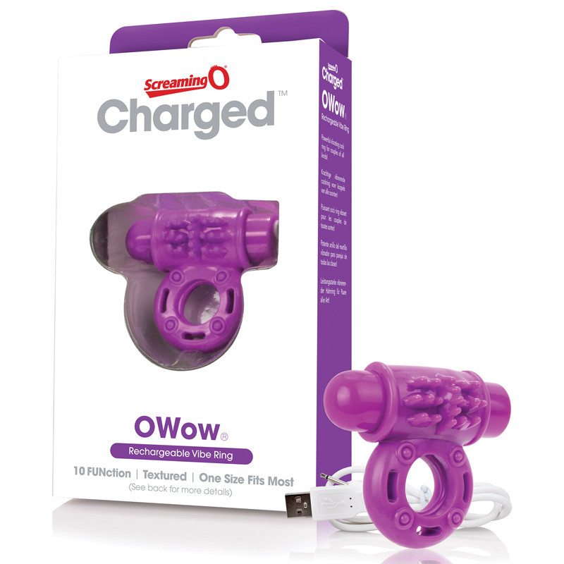 Screaming O Charged oWow 10-FUNction Rechargeable Silicone Ring Vibe Grape  - Dallas Novelty - Online Sex Toys Retailer
