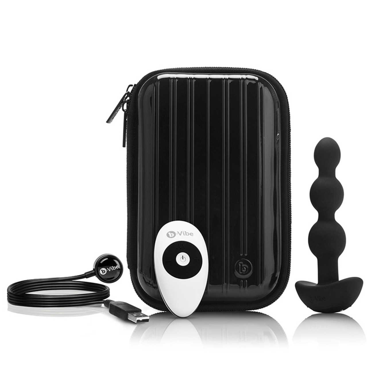 B Vibe Triplet Remote Control Rechargeable Silicone 21 Function Vibrating Anal Beads Black